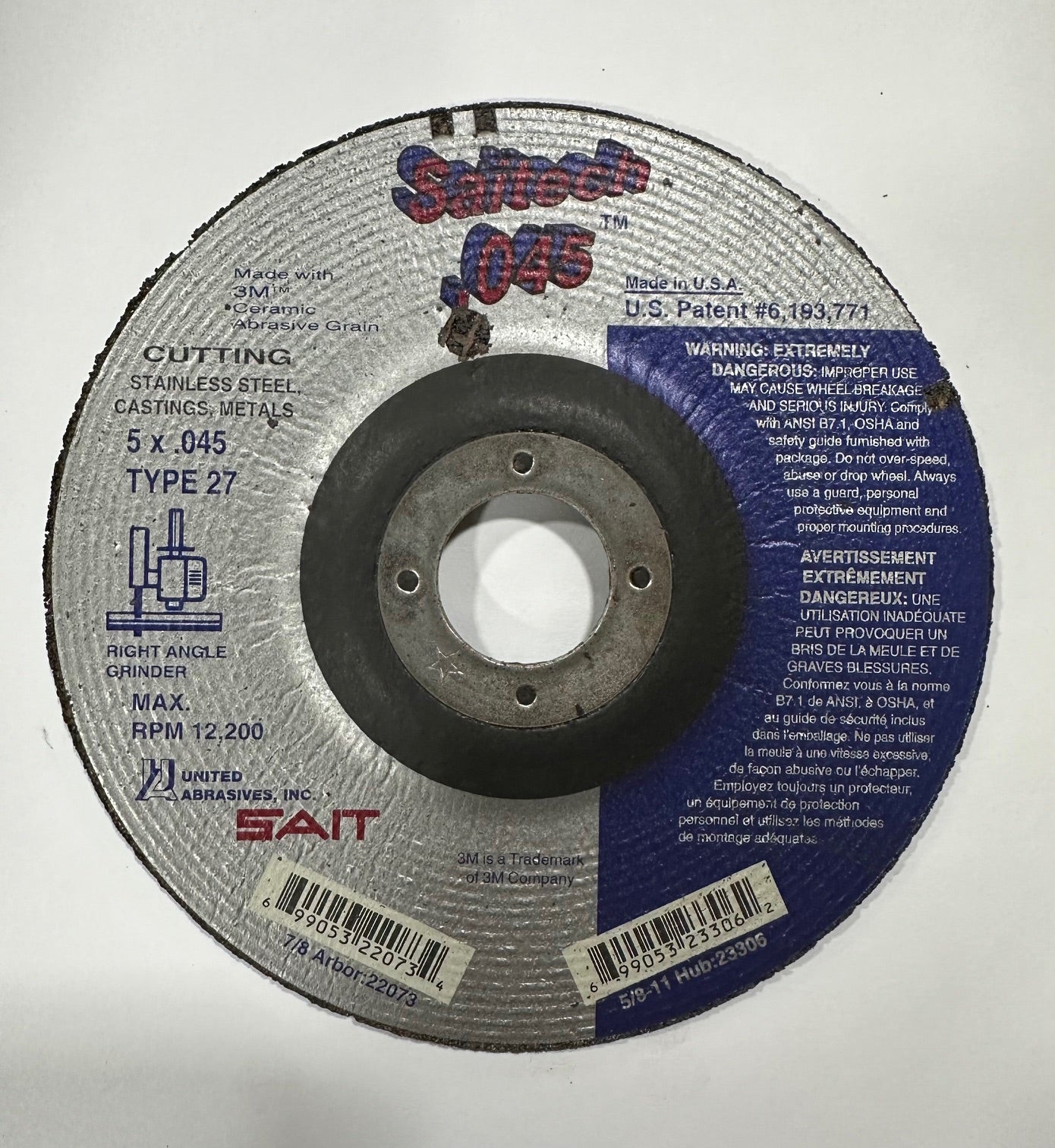 5" x .045" x 7/8" Cut-Off Wheel, Stainless Steel