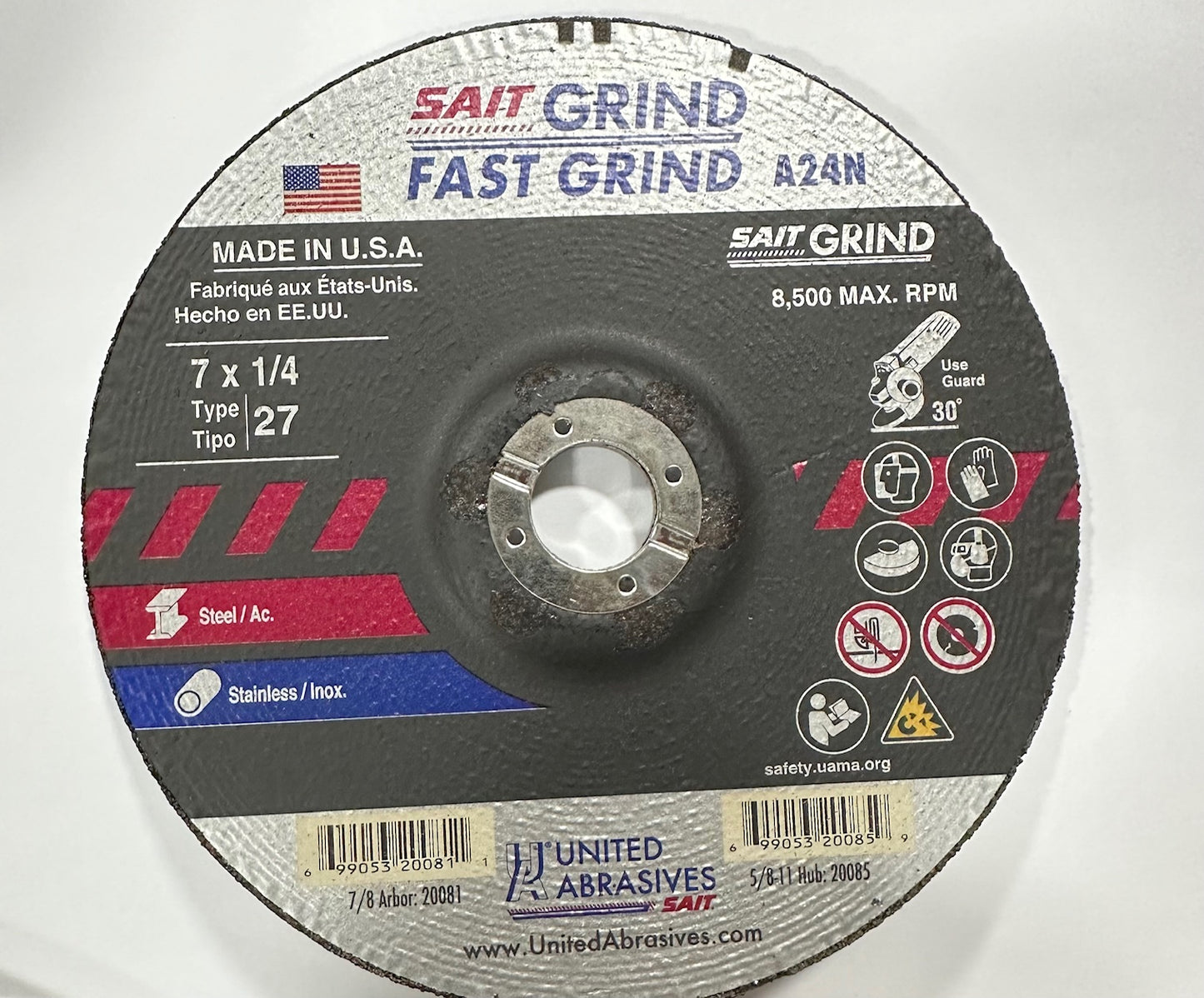 7" x 1/4" x 7/8"  Grinding Disc